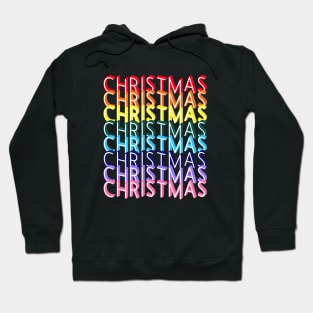 Christmas Rainbow Word Art on Black Hoodie